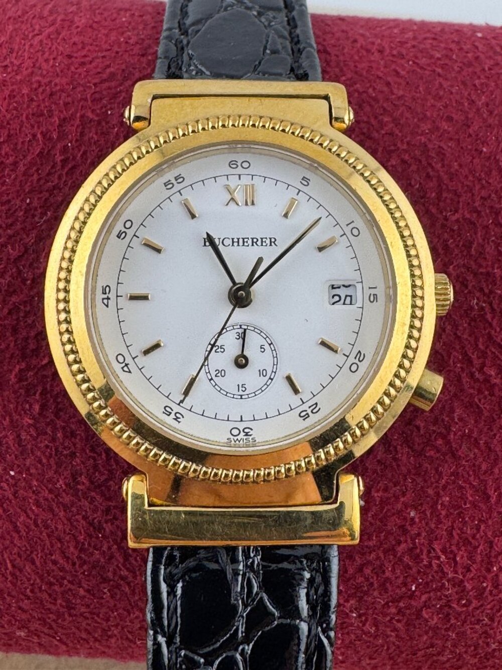 Vintage 1990's Bucherer Swiss 16 Jewel Movement Ladies Quartz Alarm Wrist Watch